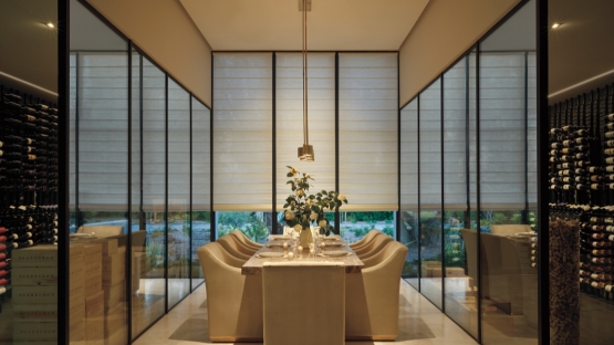 Dining Room Roman Shades half open